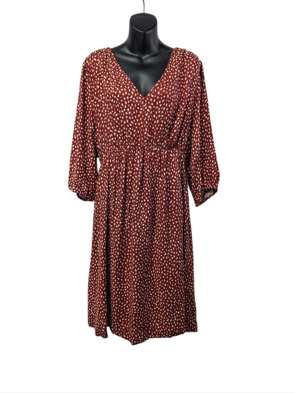 Isabel Maternity by Ingrid & Isabel Large Rust Speckle Dress Balloon Sleeve NWT